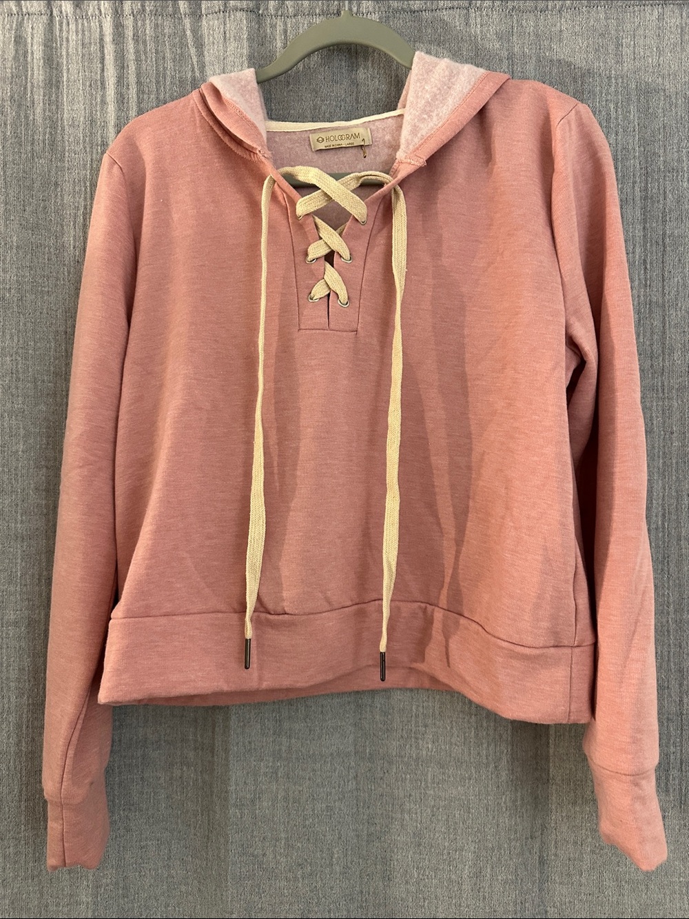 Kids Lace-Up Hoodie in Dusty Rose